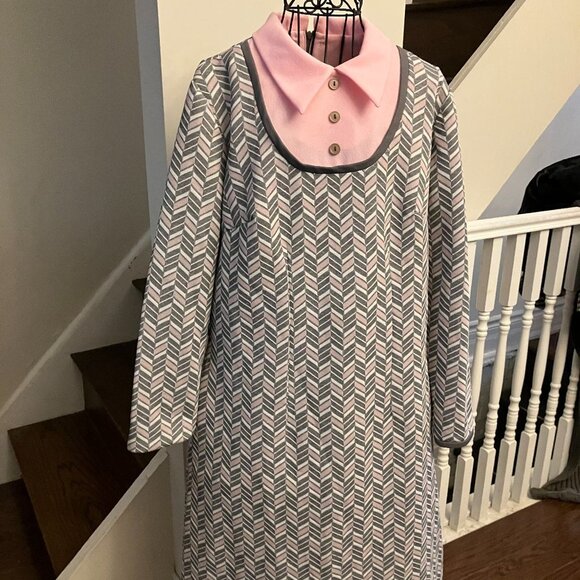 Vintage Grey, Pink, and White MOD Dress - Picture 1 of 5